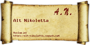Alt Nikoletta névjegykártya